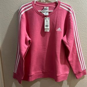 XL Adidas 3 stripe Pink Sweatshirt
